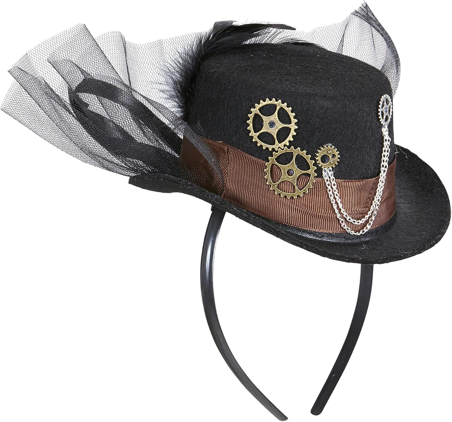 WIDMANN MILANO PARTY FASHION 09645 - Cylindre Steampunk, mini chapeau sur serre-tête, Steal victorienne, coiffe, accessoire, accessoire de déguisement, fête à thème, carnaval