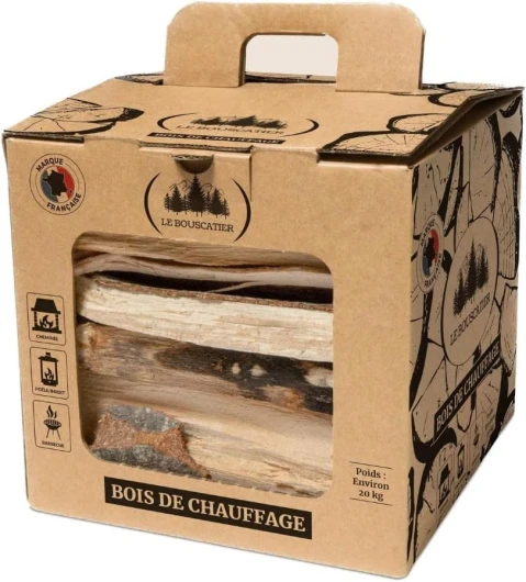 Bois de Chauffage pour cheminée poêle Four Pizza cuisinières Barbecue Charbon et brasero - 20L Bois séché hêtre chêne Boite Allumette Offerte