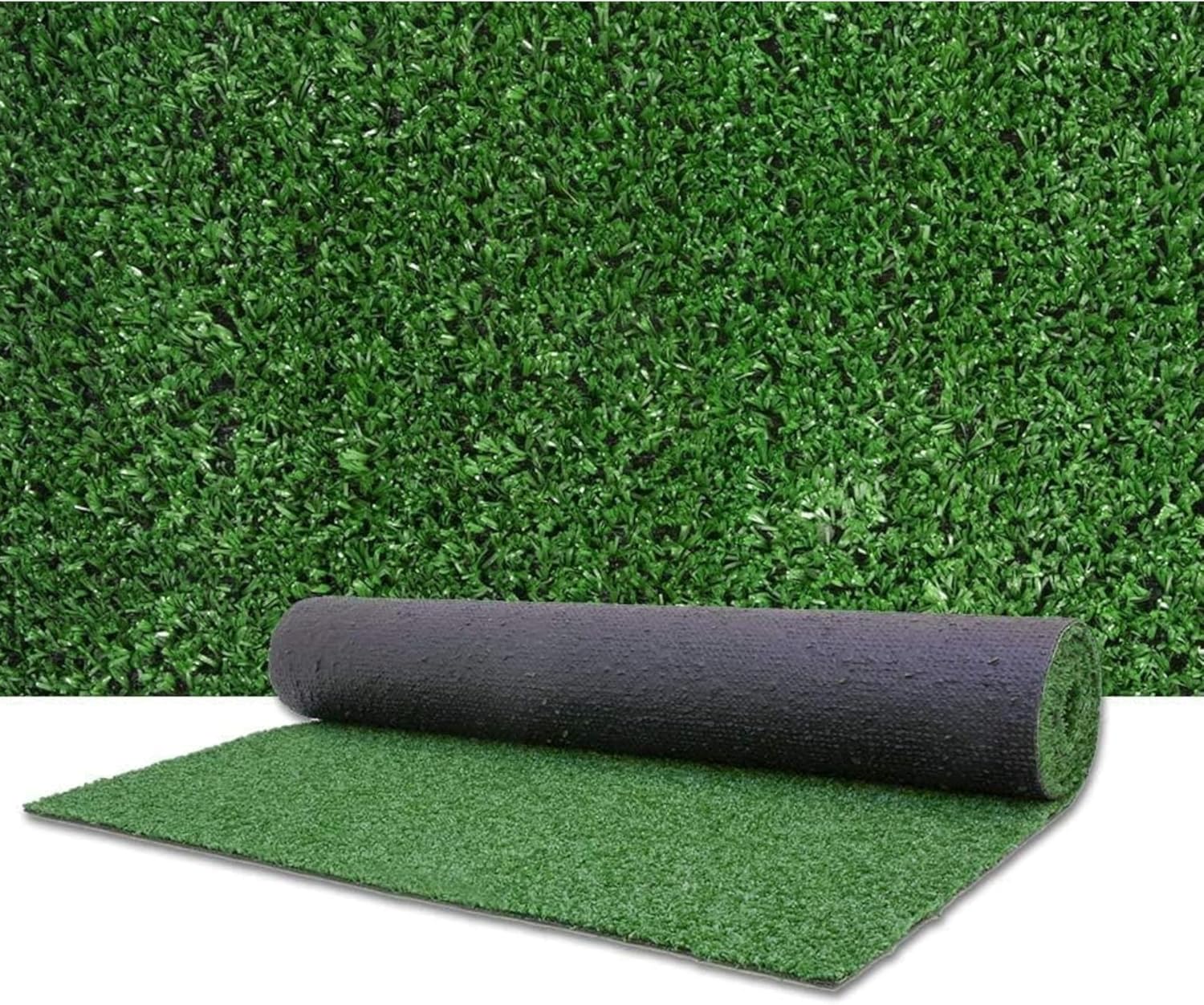 Rouleau de Gazon Synthétique Vert Naturel 10x1 mt épaisseur 7mm, Gazon en PE, Fond Drainant en PP, Haute Densité de Fils/m², Résistant et Sûr pour les Animaux, pour Jardins, Piscines 7 mm 10x1 mt