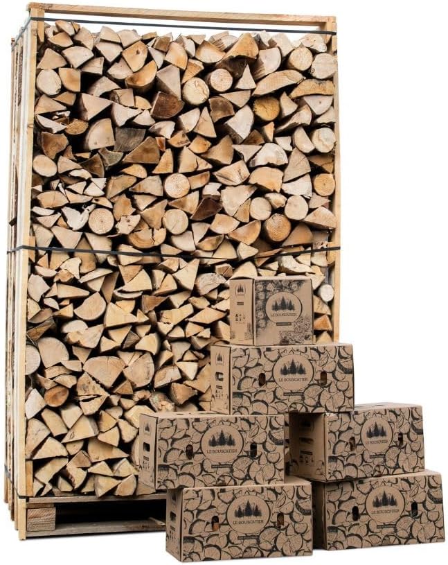 Box 3 stères 30cm Bois de Chauffage Sec 30kg Bois d'allumage 2KG Allume-feu Laine et Cire de Bois 100% Naturel pour cheminée poêle cuisinière brasero Barbecue