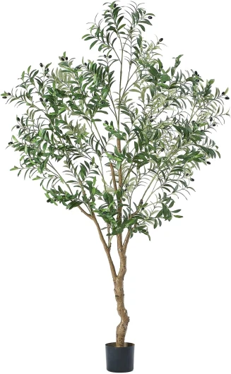 MYELLU Olivier Artificiel 2,1 m - Grand Arbre Faux Décoratif Intérieur/Extérieur avec 2000 Feuilles - Plante Artificielle Réaliste pour Salon, Bureau - Plante Verte Élégante sans Entretien Black Olive 215.9 cm