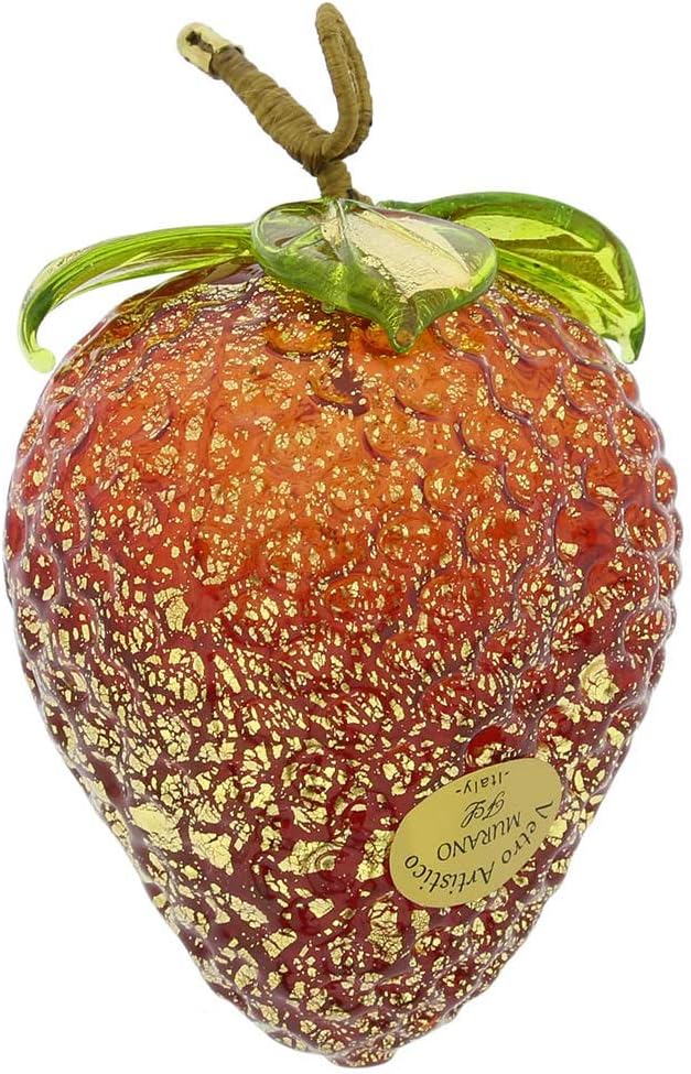Figurine Suspendue Fraise en Verre de Murano