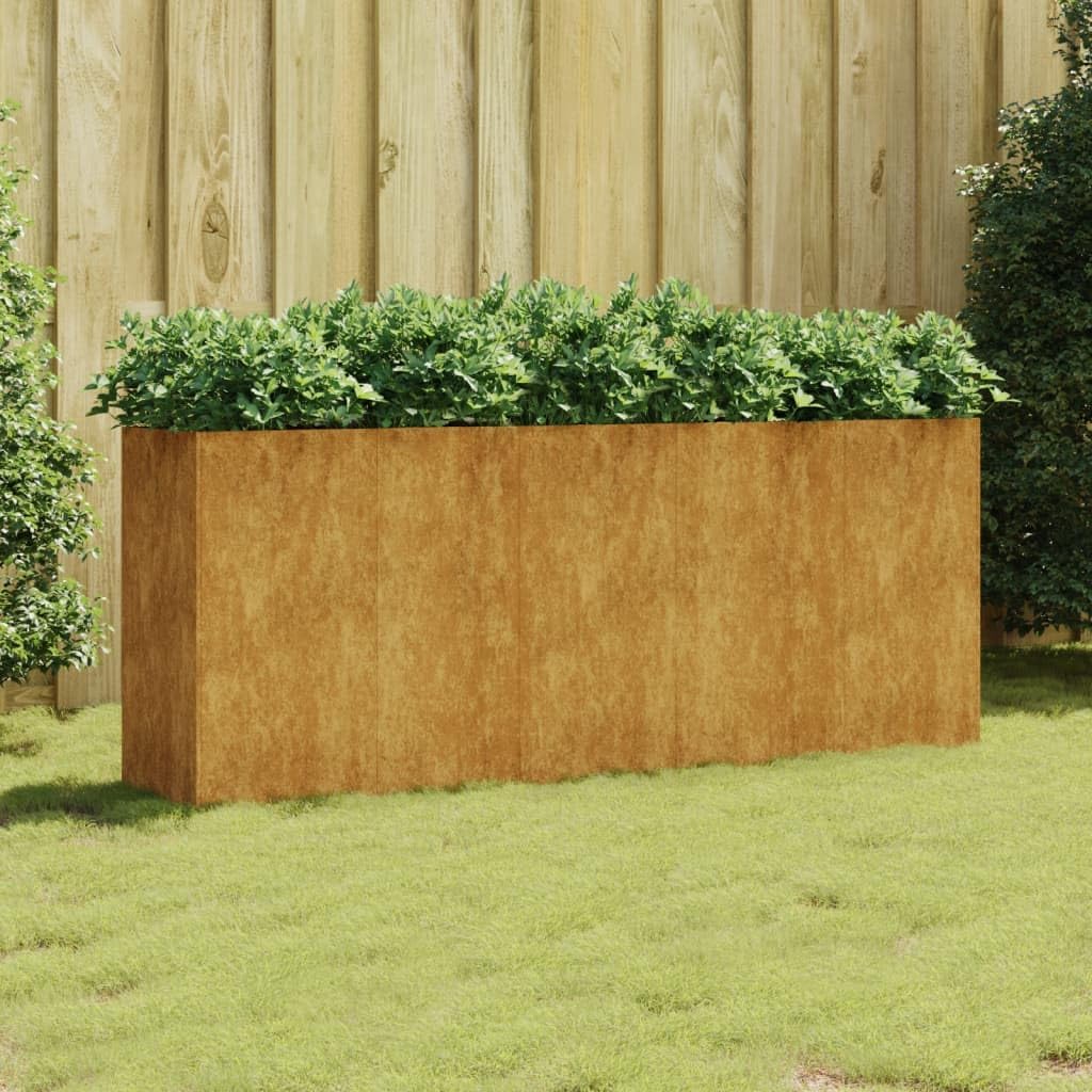 FIRBNUS Jardinière Extérieure 200x40x80 cm Rouillé Acier Corten Résistant aux Intempéries Pot de Jardin Cadre Robuste Mobilier de Patio Cultiver Plantes Fleurs Légumes Décorer Balcon Cour