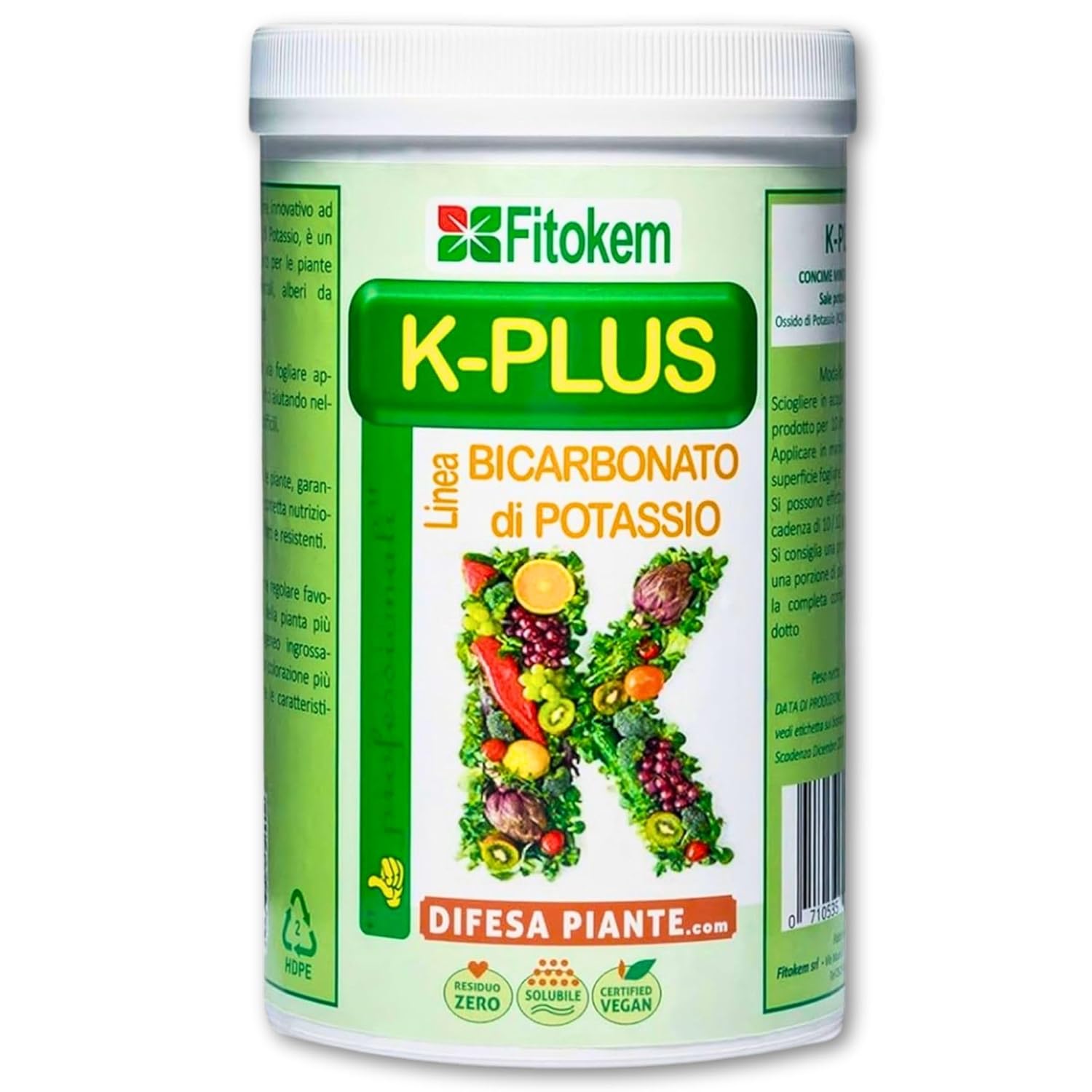 FITOKEM K-Plus 1KG - Engrais et Fertilisants Bicarbonate de Potassium Pur pour Plantes Intérieur et Exterieur et Agriculture, Engrais Universel Potasse Jardin, Potager, Arbres Fruitiers