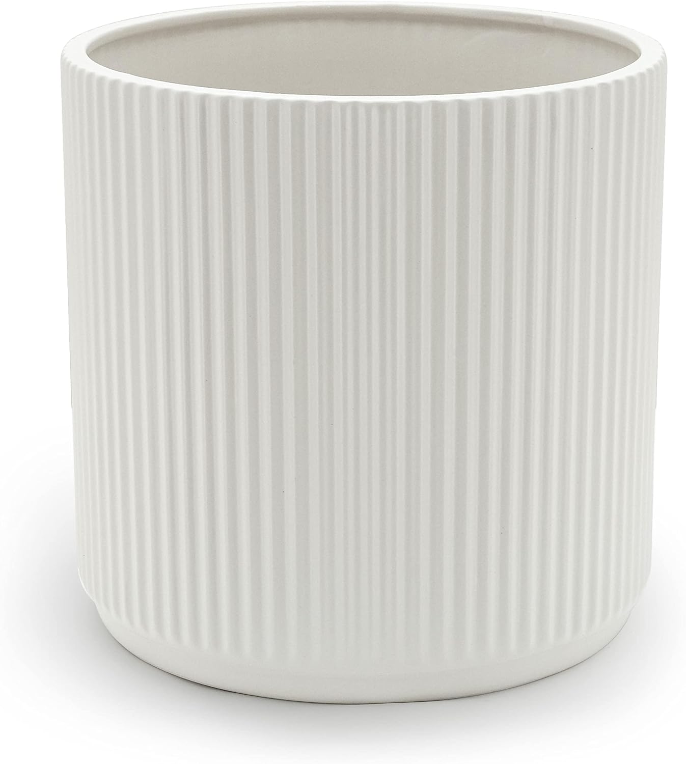 Ronde Pot en céramique rainuré, 20.3 cm, Blanc 20.3 cm Blanc