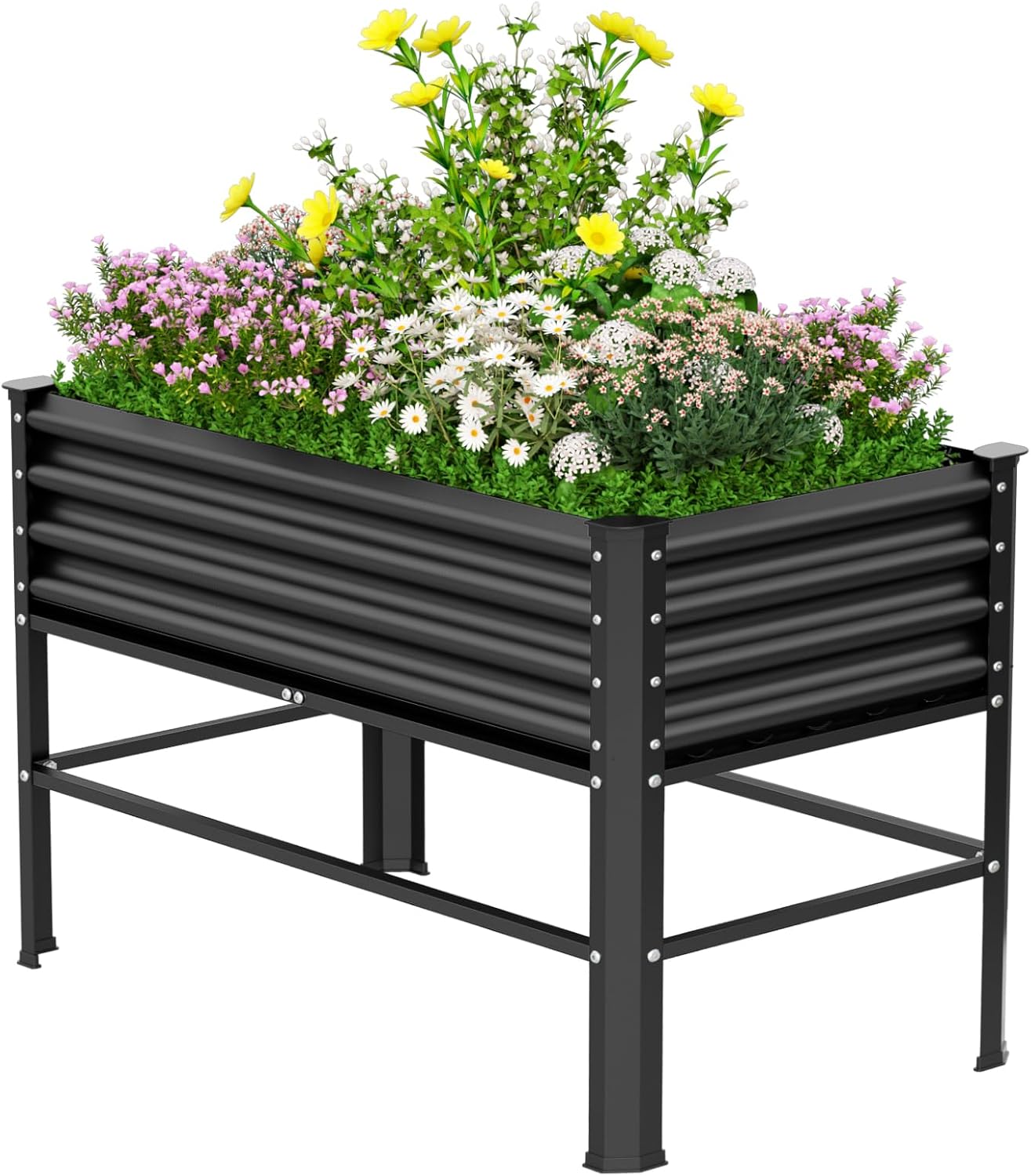 Jardinière surélevée en métal - Jusqu'à 272 kg - Jardinière surélevée de 122 x 60 x 81 cm - Avec trous de drainage - Pour légumes, herbes et fleurs - Convient pour le jardin, le balcon et la terrasse