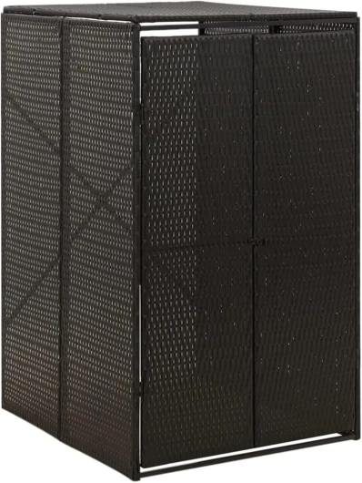 ZEYUAN Abri pour Poubelle Noir 70x80x117 cm Résine tressée,Cabane De Jardin Exterieur, Resine Abri Poubelle