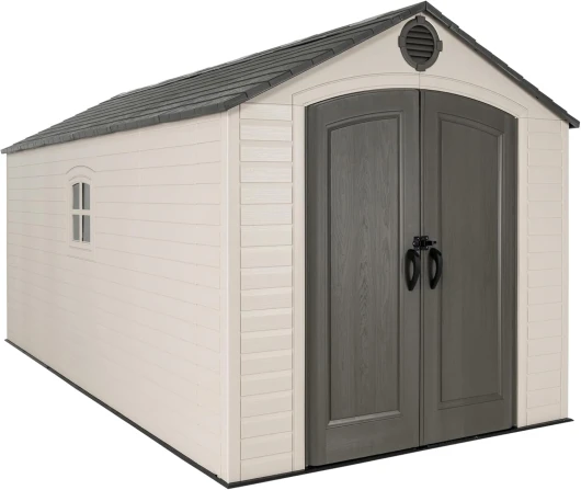 Grand Abri de Jardin en Polyéthylène et Métal - Cabanon Rangement Solide avec Toit en Verre Trempé, Sol Antidérapant, Double Verrouillage et Aération (Brun, 365 * 238 * 244) brun 365*238*244