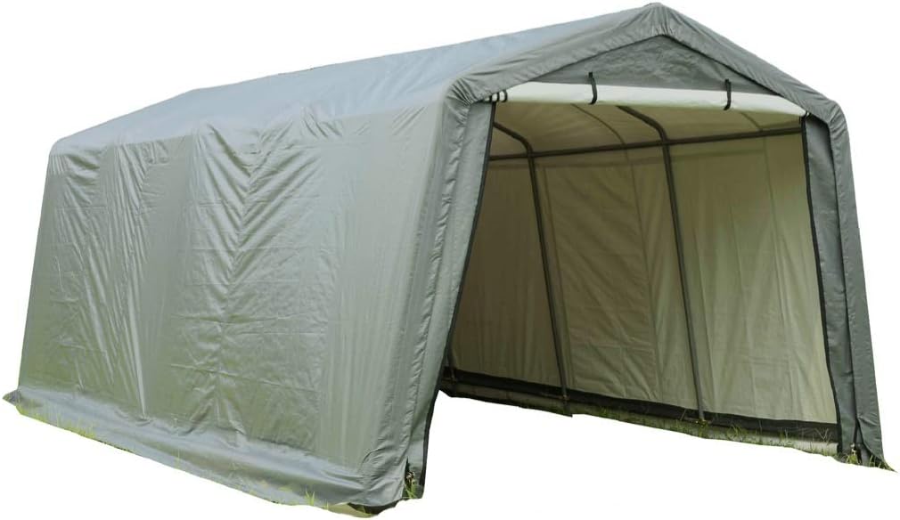 Abri de Jardin en Toile Renforcée Vert Toit 2 Pente, 18.60m2