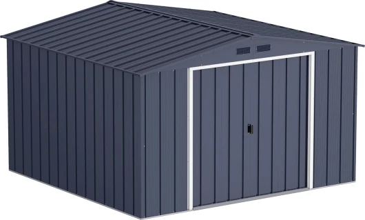 ECO 10 x 10 (9.16 m²) abri de jardin en métal, Abri de jardin en métal galvanisé à chaud, Abri de stockage d'outils, structure de toit renforcée, abri en métal sans entretien, anthracite 10 x 10 Gris