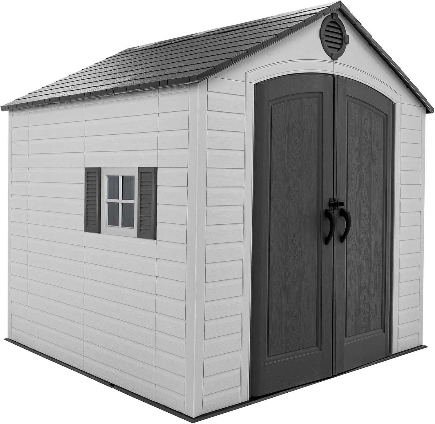 Grand Abri de Jardin en Polyéthylène et Métal - Cabanon Rangement Solide avec Toit en Verre Trempé, Sol Antidérapant, Double Verrouillage et Aération (Gris, 208 * 208 * 244) Gris 208*208*244