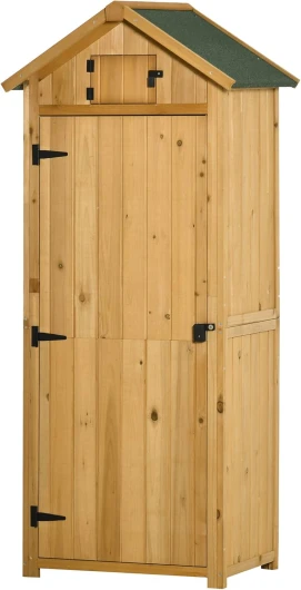 Armoire de Jardin extérieur abri de Jardin en Bois abri pour Outils 3 étagères 2 Portes loquets Toit Pente bitumé Rangement et Stockage extérieurs pour terrasse 77 x 54 x 179 cm Jaune