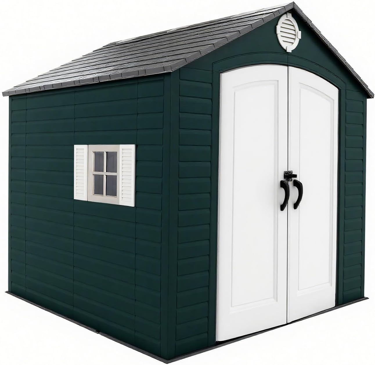 Grand Abri de Jardin en Polyéthylène et Métal - Cabanon Rangement Solide avec Toit en Verre Trempé, Sol Antidérapant, Double Verrouillage et Aération (Verte, 208 * 208 * 244) verte 208*208*244