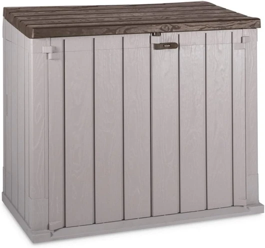 Toomax Stora Way Boîte à Outils d'extérieur en polypropylène recyclé avec Effet Bois (842L, Gris Taupe/Marron) 842L Gris taupe/marron