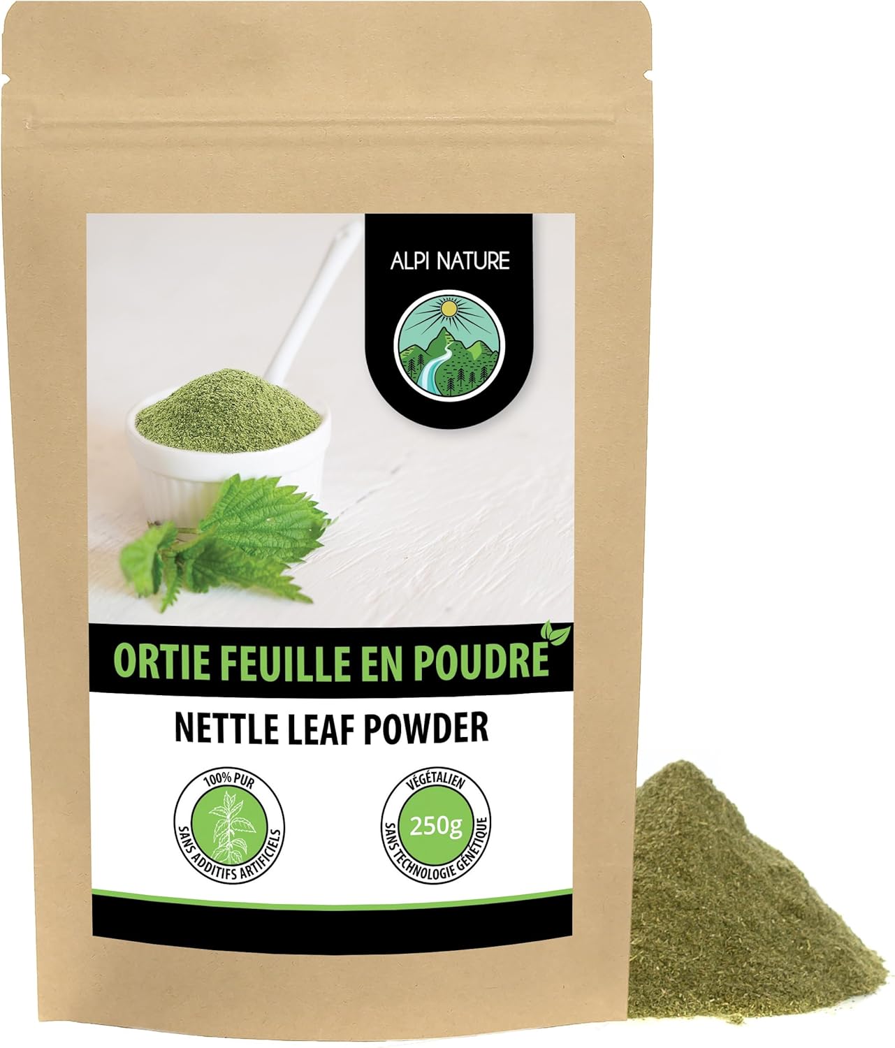 Poudre Ortie Feuilles 250g, Feuilles d'Ortie Séchées et Moulues, Urtica dioica 250 g (Lot de 1)