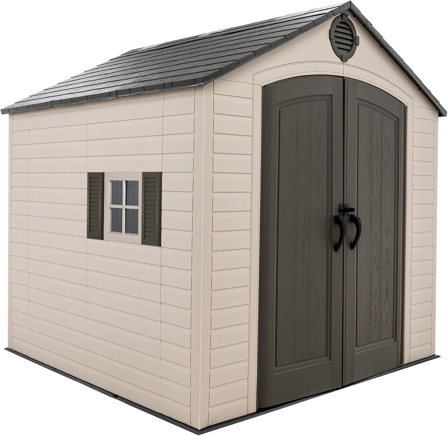 Grand Abri de Jardin en Polyéthylène et Métal - Cabanon Rangement Solide avec Toit en Verre Trempé, Sol Antidérapant, Double Verrouillage et Aération (Brun, 208 * 208 * 244) brun 208*208*244