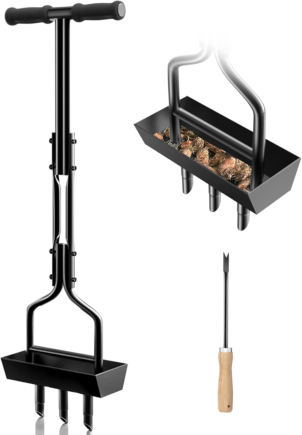 EEIEER Aérateurs de Gazon Manuels, Aérateur de Pelouse Aérateur à Gazon Scarificateur Gazon Manuel Aérateur Gazon Aerateur Pelouse Core Aérateur avec Bac de Rangement et Outils de Jardin