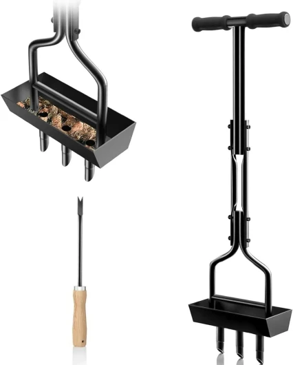 INREPRO Aérateur de pelouse, Aérateurs de Gazon, Manuels Outil de carottage de pelouse avec Plateau de Rangement pour Noyau de Sol, Aérateur Manuel pour l'entretien du Jardin et de la Cour