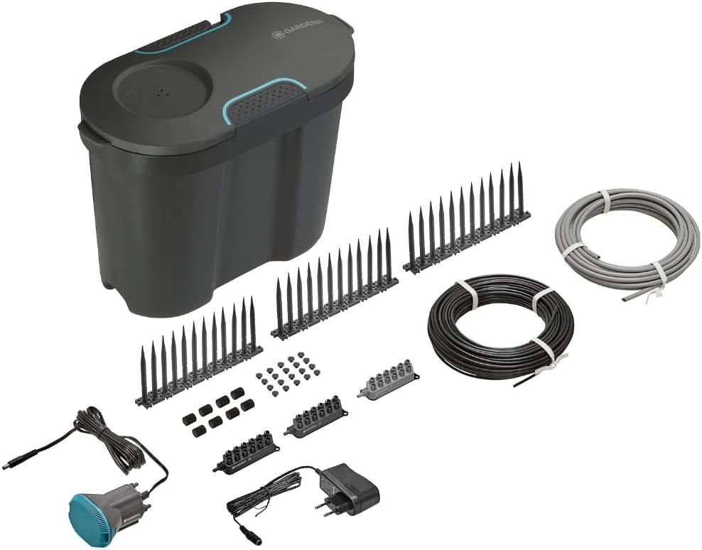 Arrosage Automatique de Vacances avec réserve d'eau: Arrosage intérieur et extérieur pour Plantes en Pot, transformateur avec minuterie, Fonction arrêt Auto (13366-20)