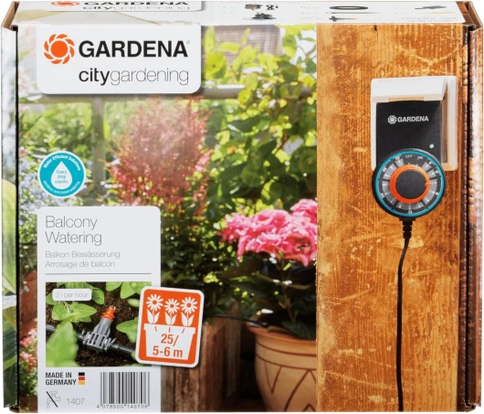 Arrosoir automatique balcons et terrasses de Gardena : kit d'arrosage pour jardinières de balcon jusqu'à 6 m (1407-20) Moderne Taille unique