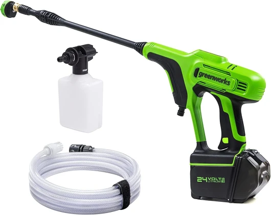 G24PW Nettoyeur Haute Pression Sans Fil Portatif - 24Bar, 180L/heure, 300W Bouteille Détergent, Tuyau Siphon 6m, SANS Batterie 24V ni Chargeur, Garantie 3 Ans 24V sans batterie ni Chargeur