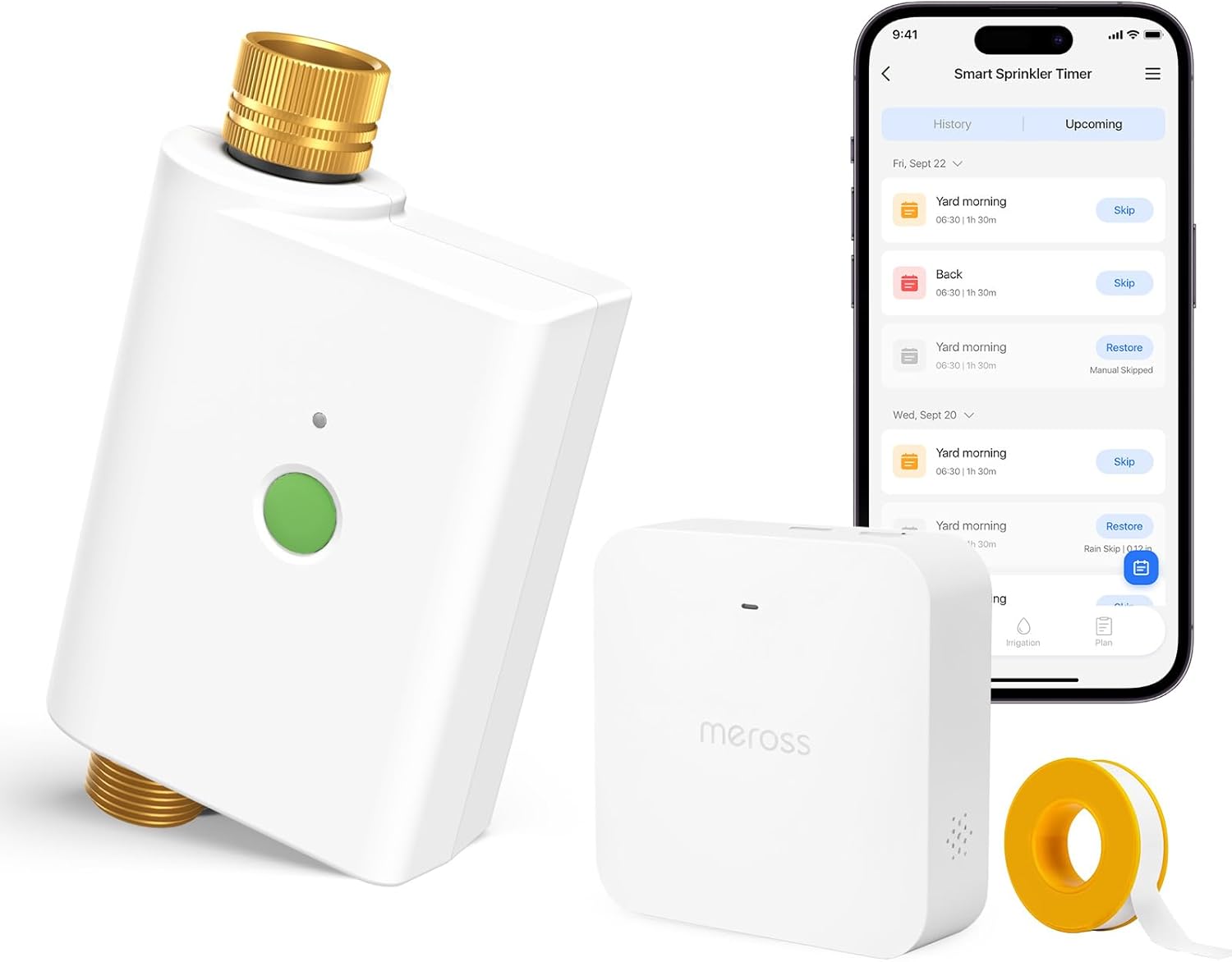 Programmateur Arrosage WiFi MST100 - Arrosage Automatique & Report Pluie - APP Contrôle - Suivi Conso d'eau - Raccord Double en Laiton - Compatible avec Apple HomeKit, Alexa et Google Home Version EU Avec Hub MSH400