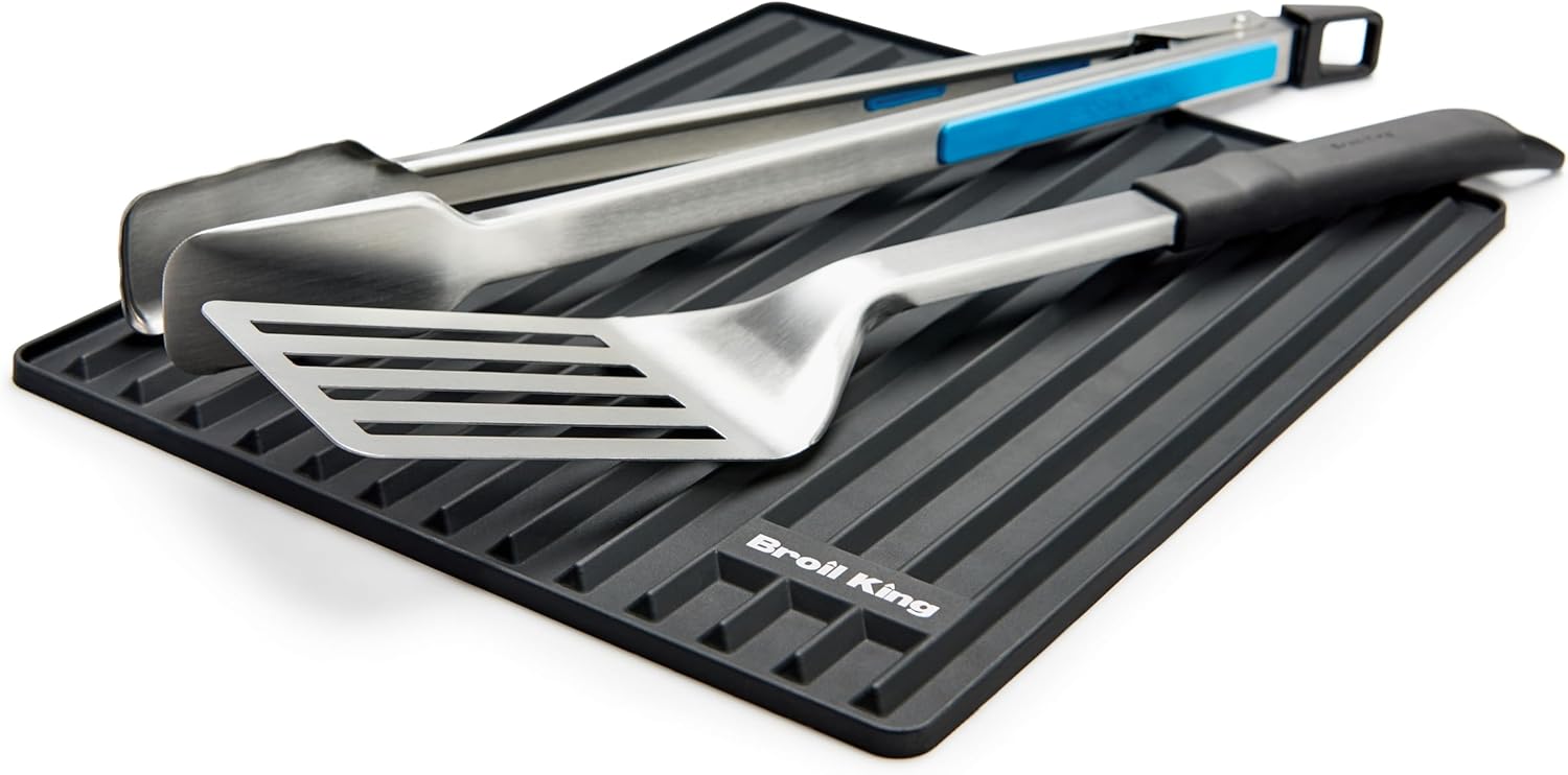 Broil King Barbecue/Barbecue/Grill, Silicone Couverts Plateau, acier inoxydable,"35,5 x 28 cm, 60009