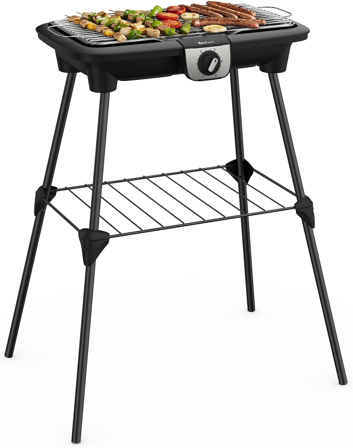EasyGrill XXL Barbecue électrique sur pieds, Large surface de cuisson, 2500 W, Thermostat réglable, Cuisson simultanée, Utilisation intérieur et extérieur, Pare-vent BG921812