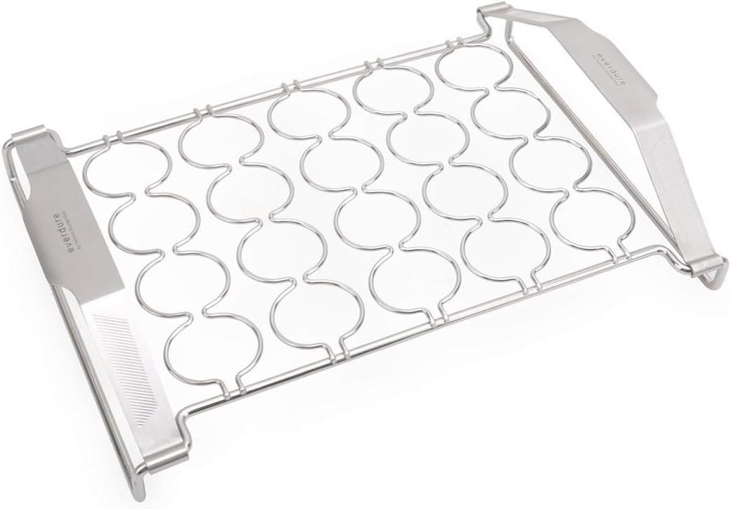 Everdure by heston Blumenthal Support universel I Support gourmet pour légumes, huîtres et moules I Barbecue à légumes 37,7 x 26,1 x 7,7 cm I Grille en acier inoxydable avec épaisseur de fil de 3 mm