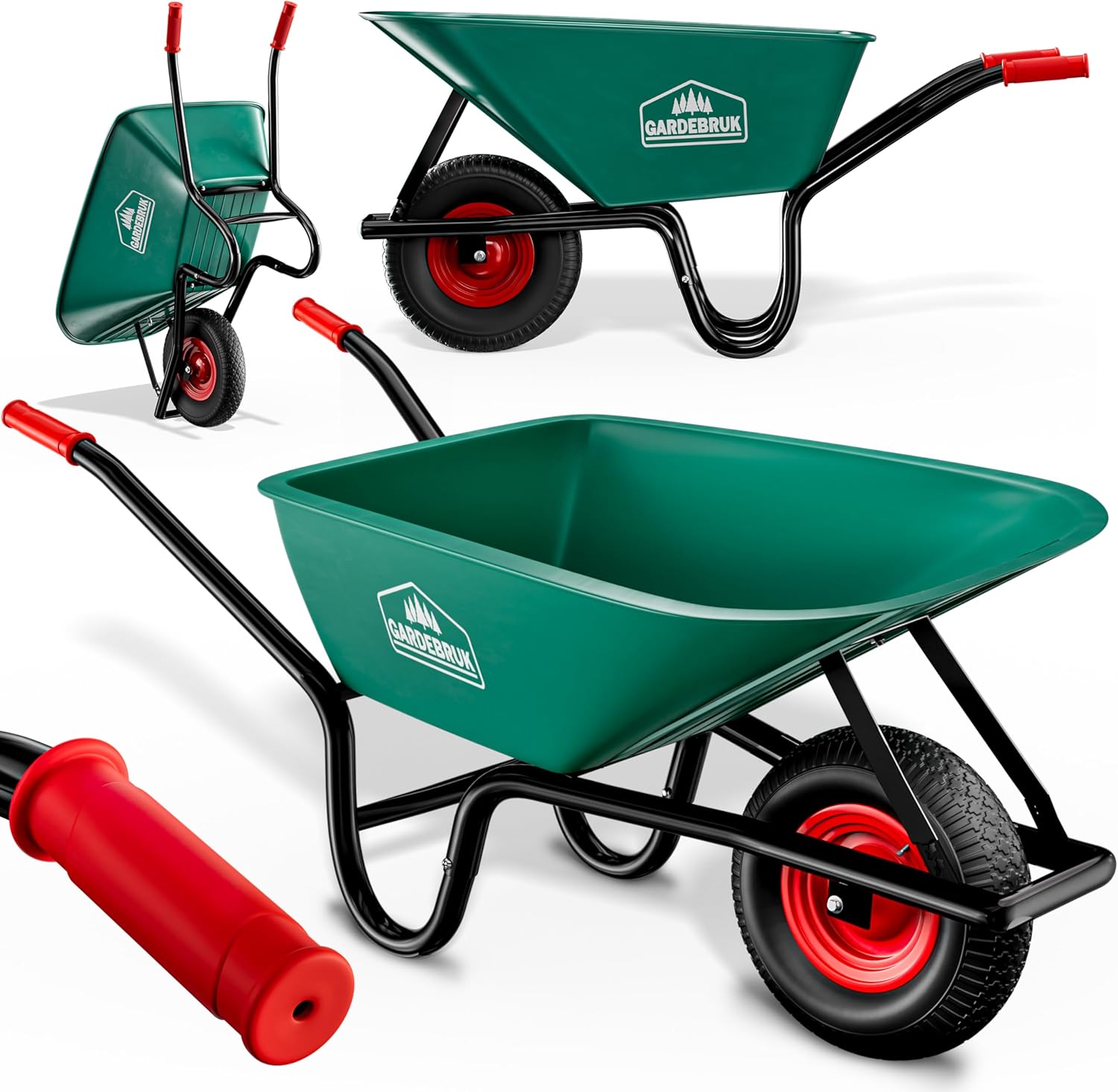 Ž Brouette 100L Max - 250kg brouette Jardin brouette de Chantier Jardinage Chariot de Transport Roue Gonflable