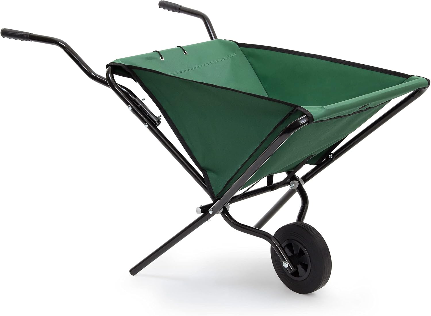 Brouette pliable pouvant être accrochée au mur, charge max - 30 kg, H x L x P : 66 x 42 x 112 cm, verte, Vert Simple