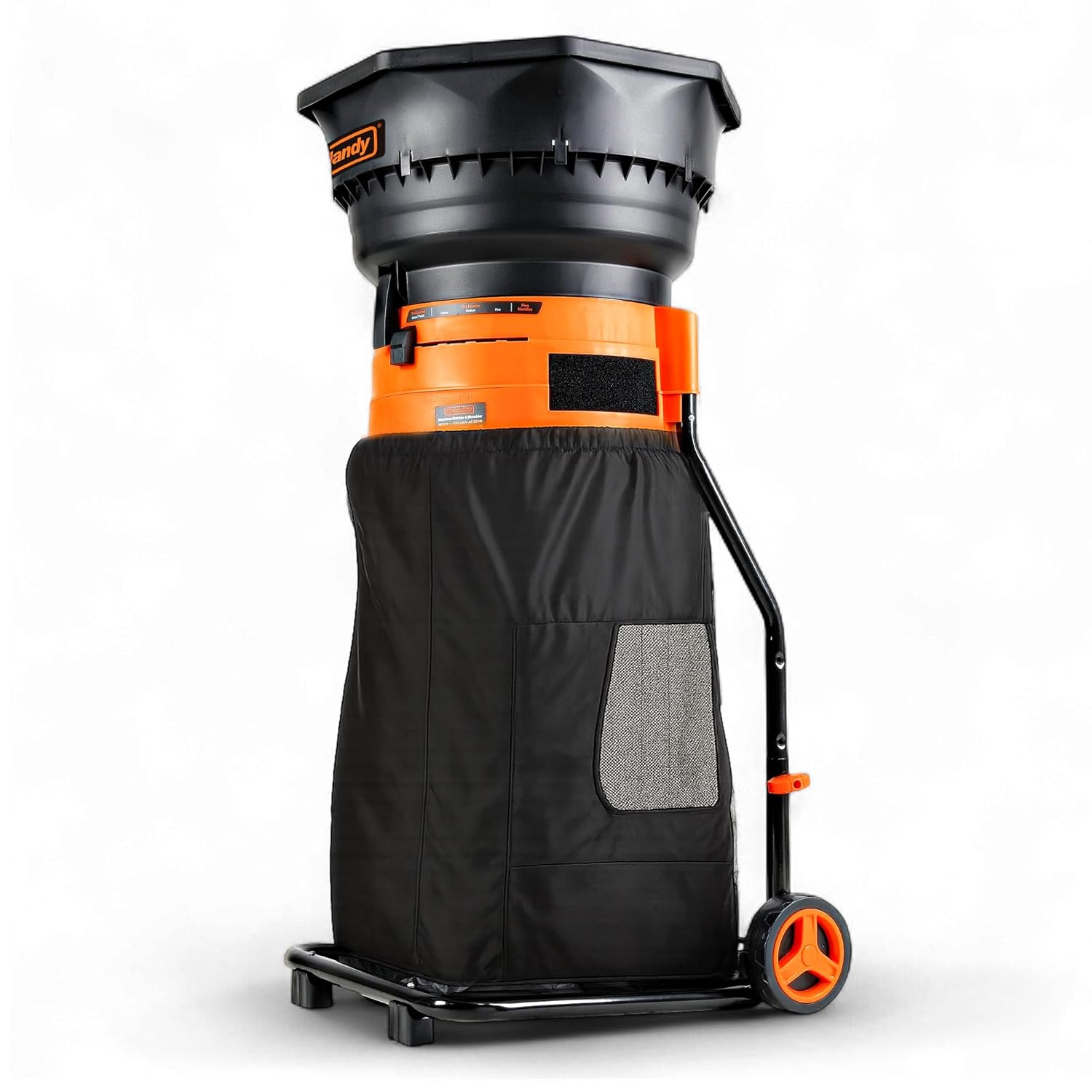 SuperHandy Mulcher & Broyeur sans lame pour feuilles de jardin – Moteur de 1800W, Entonnoir de 50 cm, Rapport de réduction du mulch 16:1, Sac de collecte de 80 L, Design léger de 8,5 kg