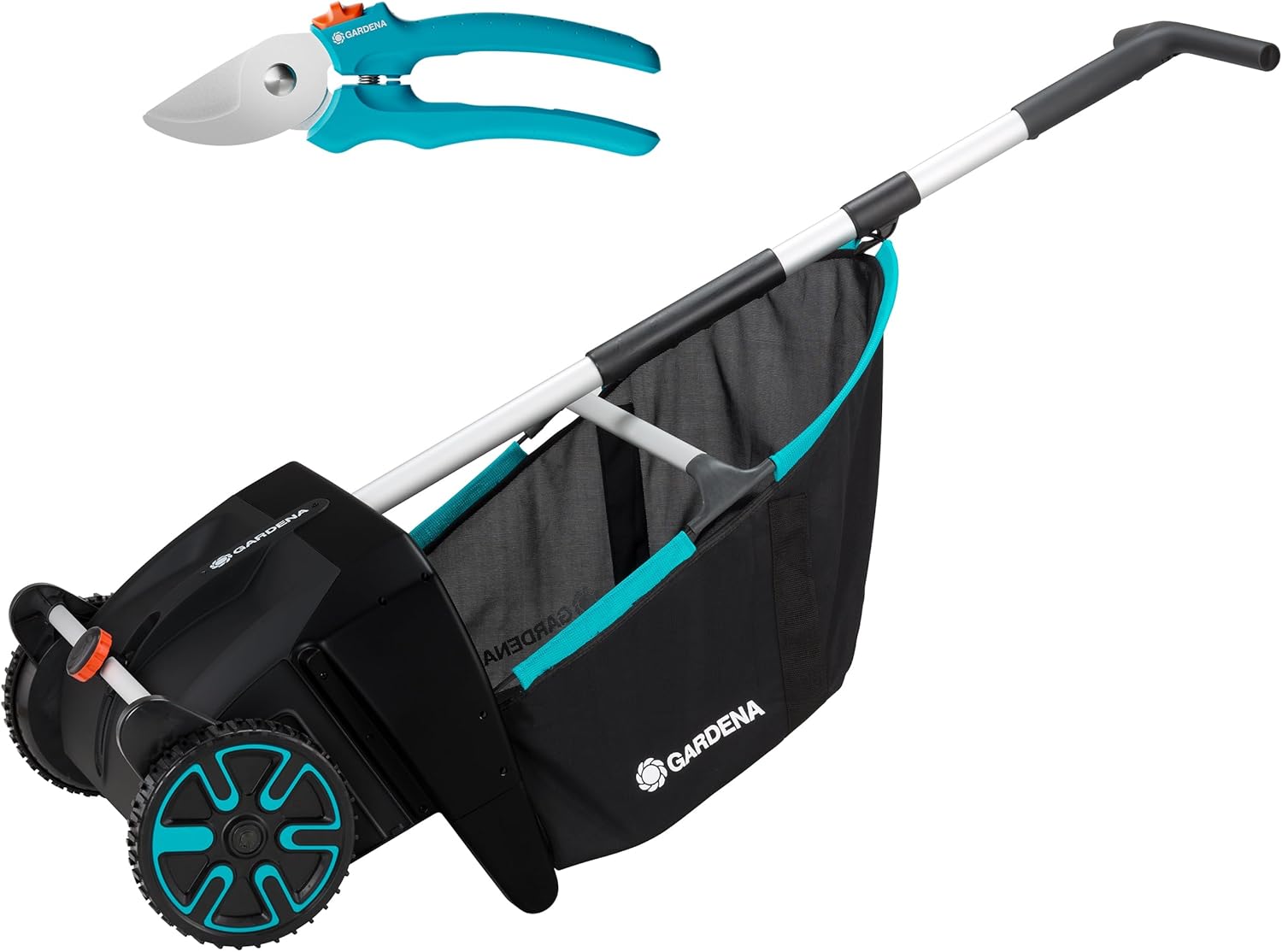 Aspirateur de Feuilles et de pelouse: Balayeuse mécanique pour Le Jardin, avec Sac de Capture Amovible, système de brosses rotatives, poignée Ergonomique, Silencieux (3565-88)