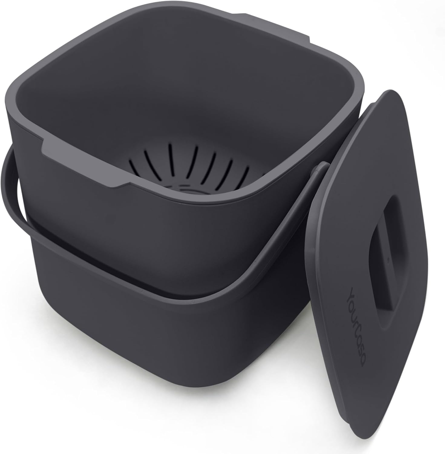 ® Composteur Cuisine 4L Poubelle compost cuisine pour les déchets organiques quotidiens Lavable au Lave Inodore poubelles à compost seau compost cuisine petite poubelle cuisine (4l anthracite) 4 Litre Anthracite