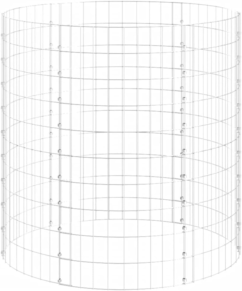 Composteur de Jardin, Bac à Compost avec Rangement, Bac à Composteur, Composteur de Jardinage Terrasse Patio Extérieur, Acier Galvanisé Ø 100 x 100 cm