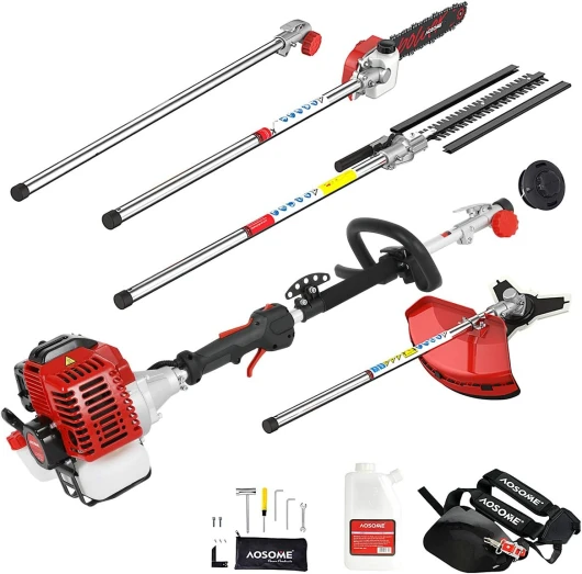 Débroussailleuse Multifonction Thermique 4 en 1,Taille Haies, Tronconneuse, Rallonge - Débroussailleuse à Essence Professionnel Con Moteur 52cm³,2.2kw,3CV,2 Temps
