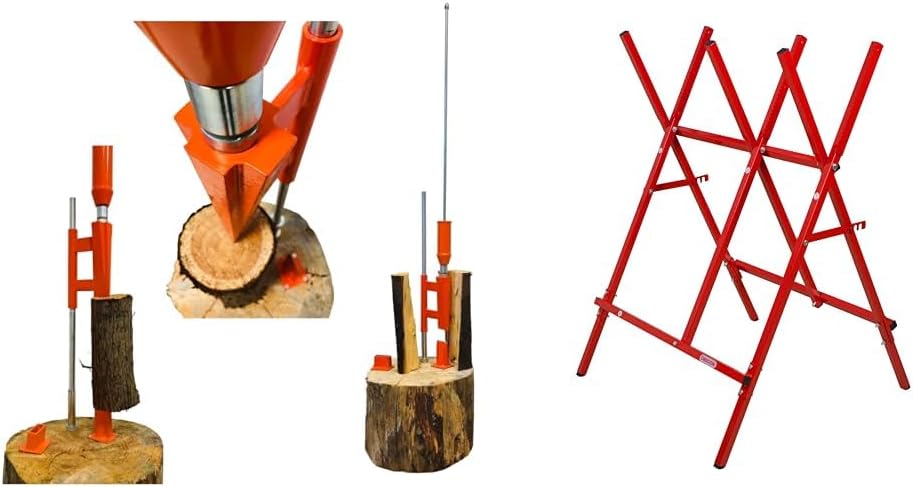 Forest Master Smart Splitter Fendeuse à Bois Manuelle & Oregon - Chevalet de Sciage en Acier, Repliable et Ajustable, Bûches de 27 cm de Large Maximum (584145) + Chevalet de Sciage en Acier
