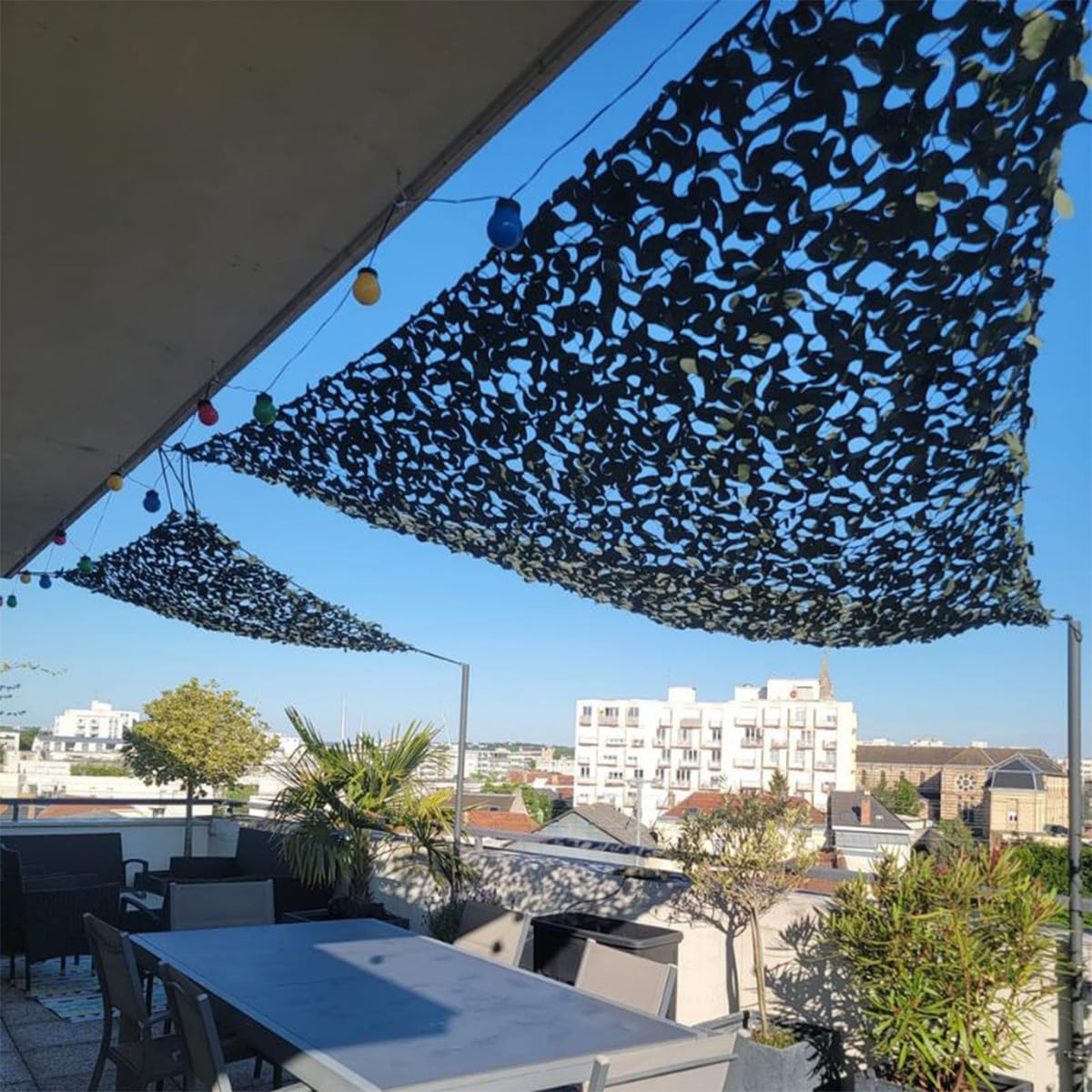 Filet de Camouflage Militaire Renforcé Vert - Haut de Gamme - Protection Solaire & Voile d'Ombrage Anti-UV Terrasse Pergola Jardin Chasse Airsoft Rideau Déco Résistant Durable 3x4 3x5 Vert 2x2x2