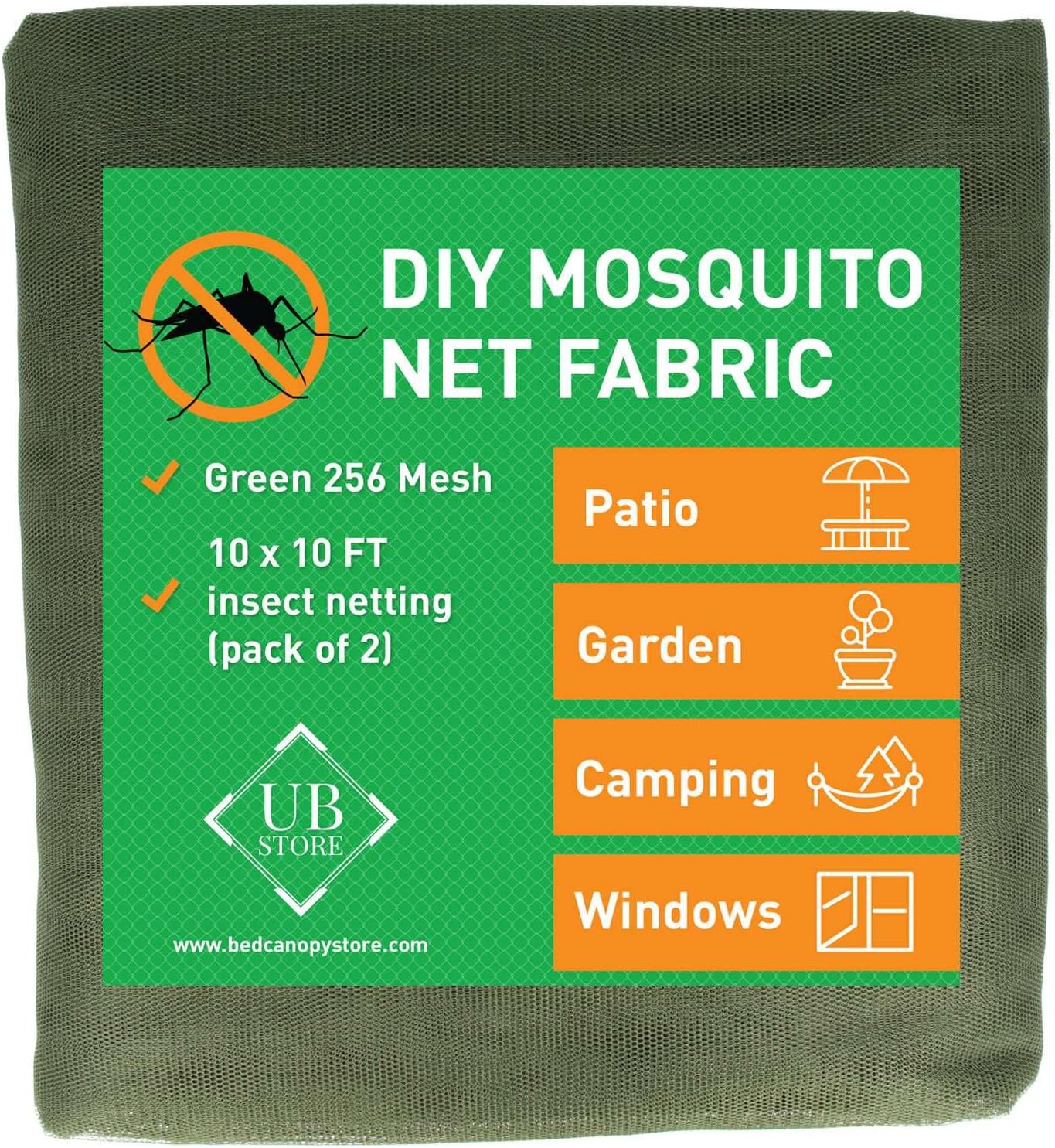Filet moustiquaire Verte 3x3 mètres - Filet d'insecte pour Couverture de Jardin, terrasse, extérieur et fenêtre - Filet de Protection Contre Les Insectes à Maillage Fin - Vert 3x3 M (2 Pièces)