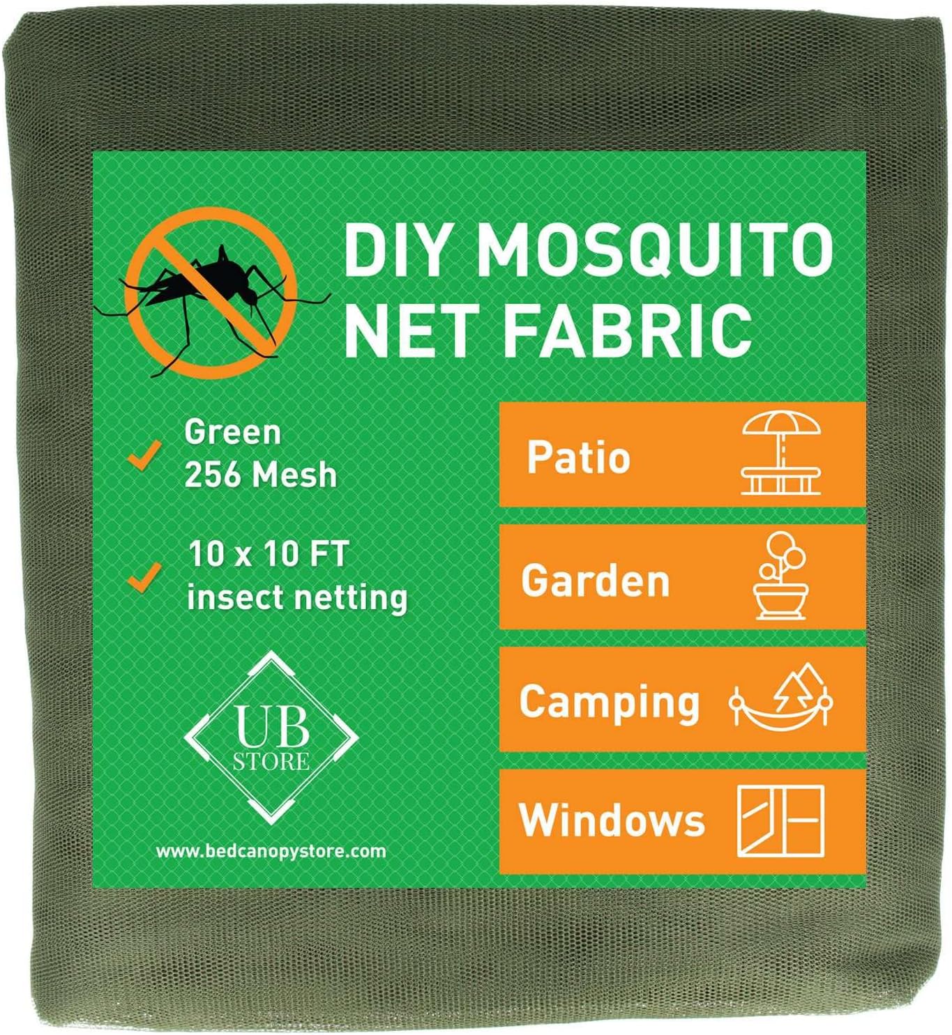 Filet moustiquaire Verte 3x3 mètres - Filet d'insecte pour Couverture de Jardin, terrasse, extérieur et fenêtre - Filet de Protection Contre Les Insectes à Maillage Fin - Vert 3x3 M