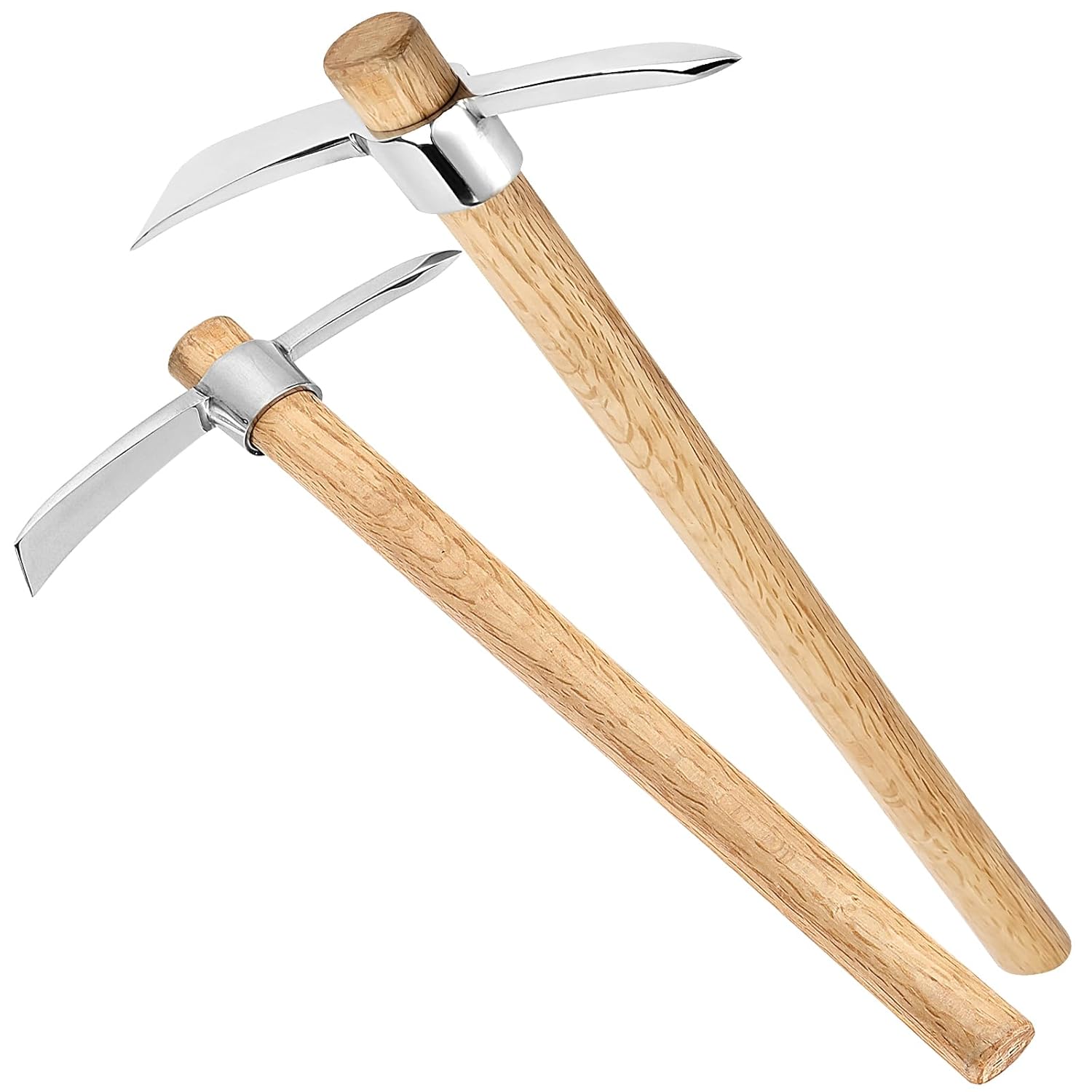 MAKTSAM Lot de 2 haches de 36 cm avec poignée en bois pour jardinage et plantation