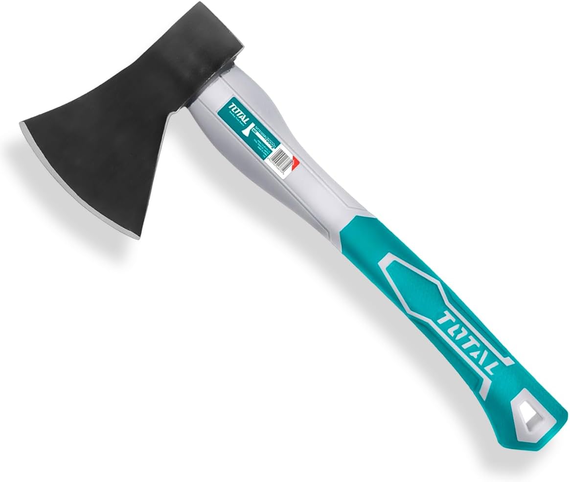Total Tools - Hache - Longueur de 430 mm - Poids de 1 kg - Manche bimatière et ergonomique - Idéale pour le bricolage