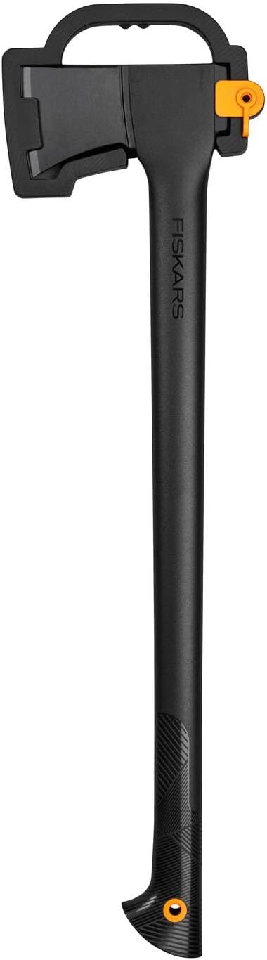 Hache universelle Solid A18, Étui de transport, revêtement antiadhésif, lame en acier de qualité/manche en plastique renforcé de fibre de verre, noir/orange, longueur : 65 cm, 1,6 kg, 1052045 A18 - Hahe 65 cm