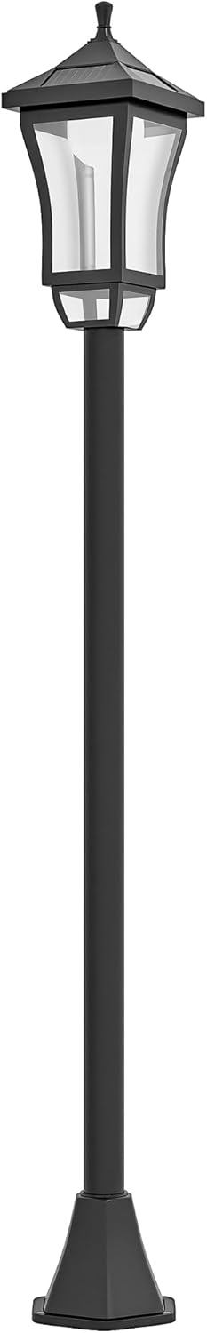 Lampadaire extérieur sur pied, lampadaire solaire extérieur, LED, lanterne classique, lampe extérieur sur pied, 30 Lm, hauteur 127 cm, noir