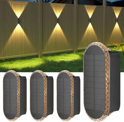 Lampe Solaire Exterieur Applique: Lot De 4 Up and Down LED lumiere Murale Jardin 1200mAh - IP65 Étanche Avec 3000K/4000K/6500K - Éclairage Puissant Pour Clôture Patio Terrasse 3000/4000/6500k 4 pack