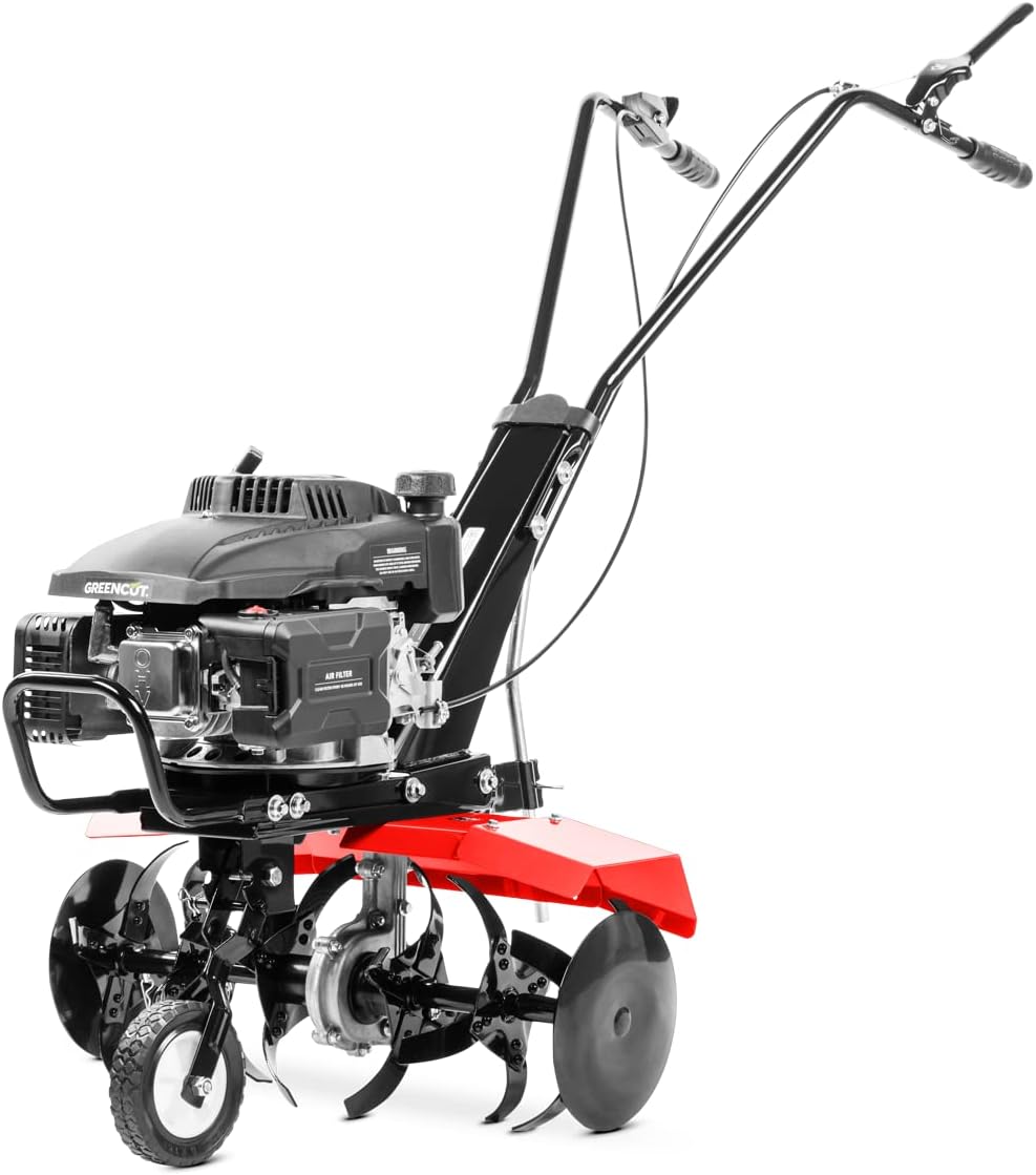 GTC190X - Motoculteur motobineuse Moteur à Essence 4 Temps 161cc 5cv, Largeur de Travail 56cm, Profondeur Travail 13cm, Lames en Fer trempé, 6 Couteaux