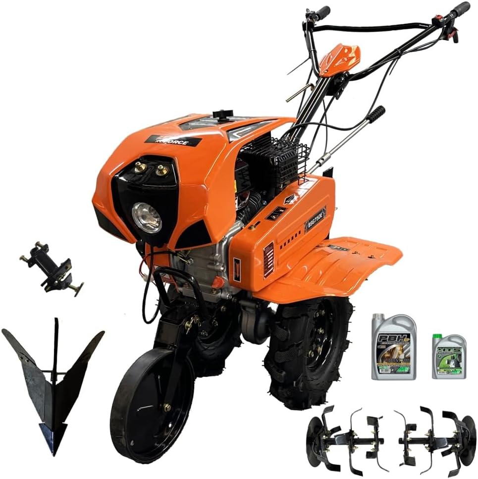 ZEUS FORCE Motoculteur à Essence Professionnel 212 CC - 7 CV avec Phare