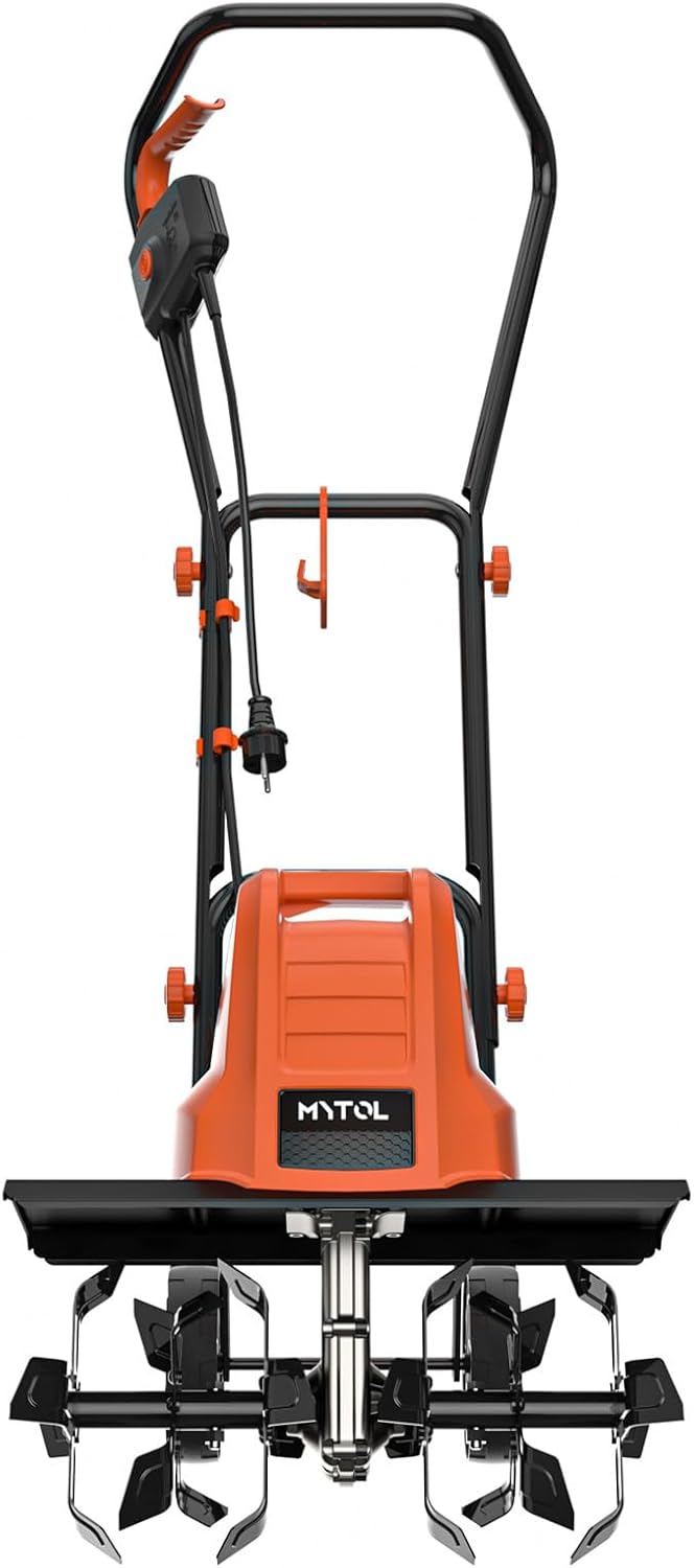 MYTOL Motobineuse Électrique 1500W, Largeur de Travail 45cm, Profondeur 22cm, Bêche Légère avec 6×4 Dents en Acier Robuste, Poignée Pliable, Double Bouton de Sécurité, Protection contre la Surchauffe​
