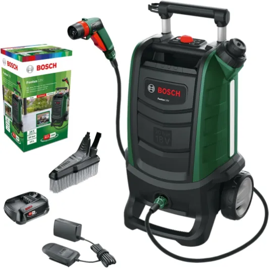 Nettoyeur pour extérieur sans Fil - Fontus 18V (1 Batterie, système 18 V, dans boîte en Carton) Vert Nettoyeur haute press - - 1 batterie Fontus - Nouveau Design
