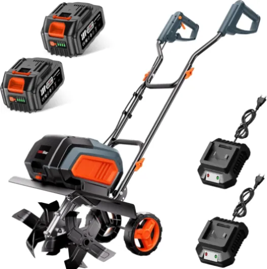 Motoculteur Électrique sans Fil 40V TaskStar Motobineuse électrique, Kit Complet avec 2 Batteries et 2 Chargeurs